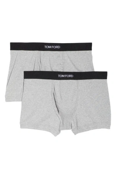 Tom Ford 2-pack Cotton Jersey Boxer Briefs In Gray