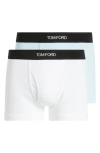 Tom Ford Logo-waistband Boxers (pack Of Two) In White/artic Blue
