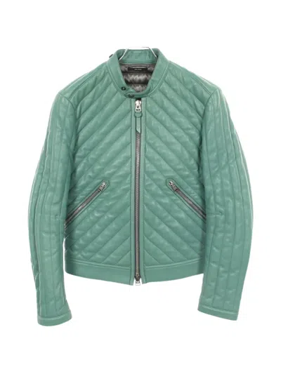 Pre-owned Tom Ford 2010s Quilted Leather Jacket In Green