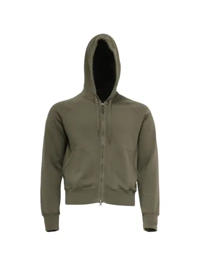 Pre-owned Tom Ford 2020s Garment-dyed Zip-up Hoodie In Green