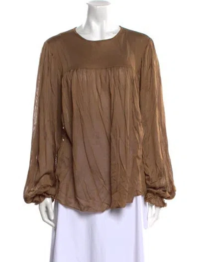 Pre-owned Tom Ford 2023 Scoop Neck Blouse In Brown
