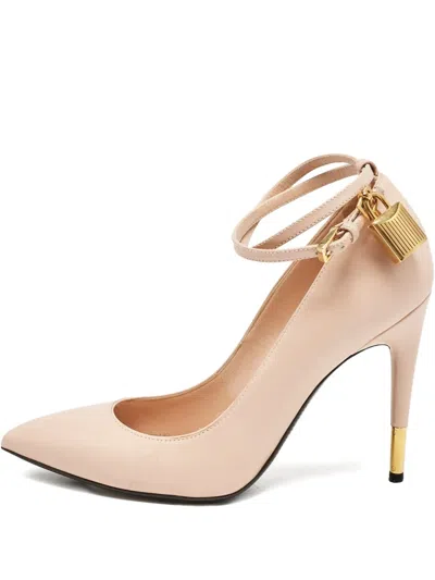Pre-owned Tom Ford 2024 105mm Padlock-embellished Pumps In Neutral