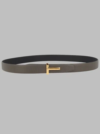 Tom Ford 3 Cm Leather Belt T Iwith In Gray