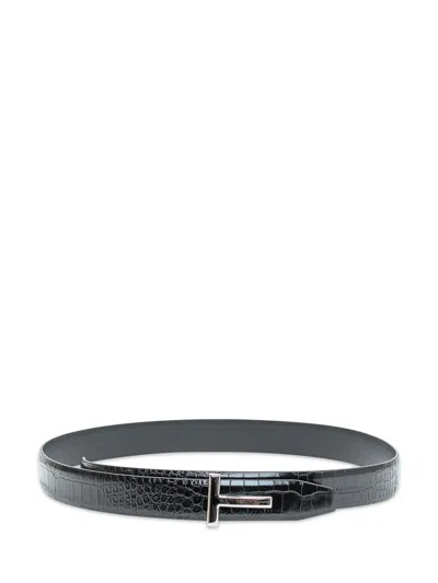 Tom Ford 30 Mm Elite Leather Belt In Black