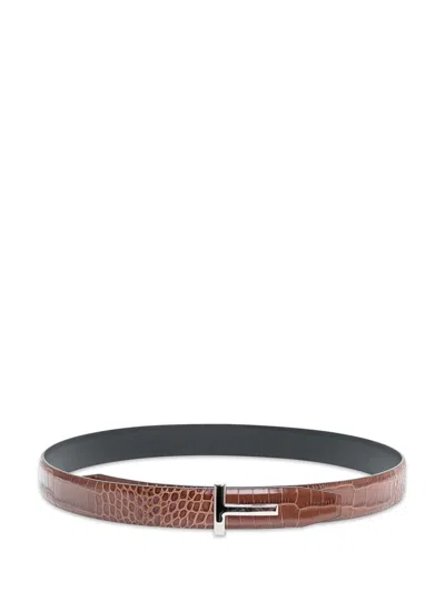 Tom Ford 30 Mm Leather Classic Belt In Brown
