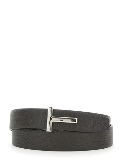 TOM FORD BROWN BELT WITH T BUCKLE CLOSURE