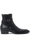 Tom Ford Kenneth Grained Leather Buckle Boots In Black