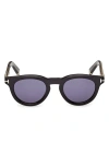 Tom Ford 47mm Small Round Sunglasses In Black