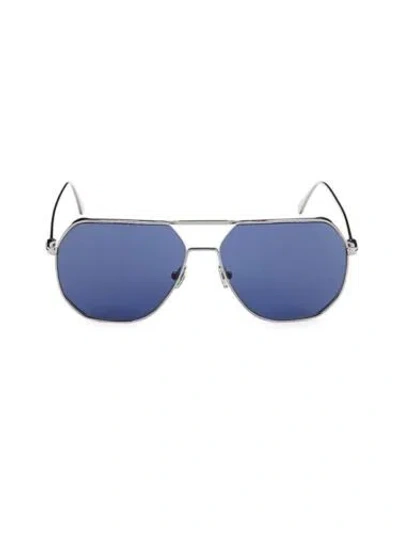 Pre-owned Tom Ford $485 In Box  Men's 59mm Aviator Sunglasses W/blue Lens In Gray