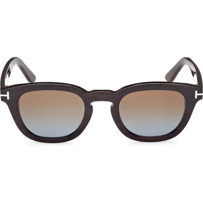 Tom Ford 48mm Gradient Polarized Square Sunglasses In Neutral