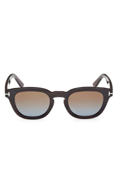 Tom Ford 48mm Gradient Polarized Square Sunglasses In Nero/marrone