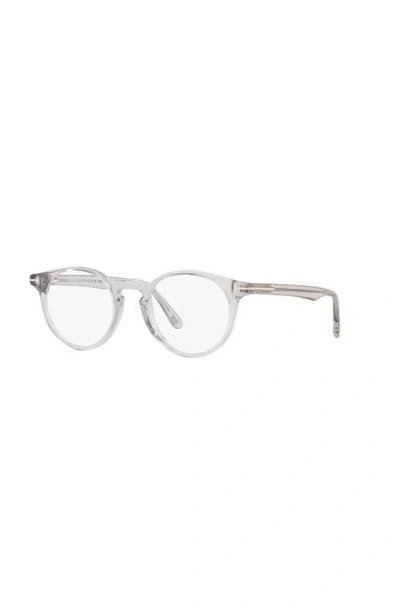 Tom Ford 48mm Round Optical Glasses In Metallic