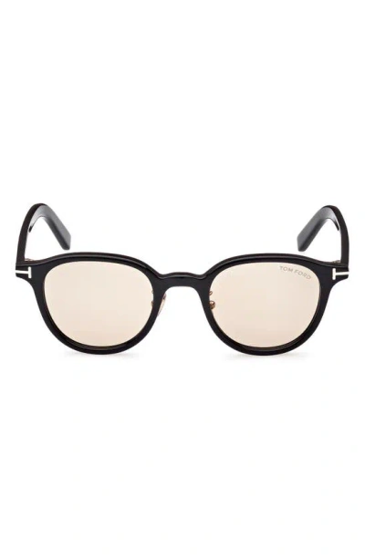 Tom Ford 48mm Round Sunglasses In Black