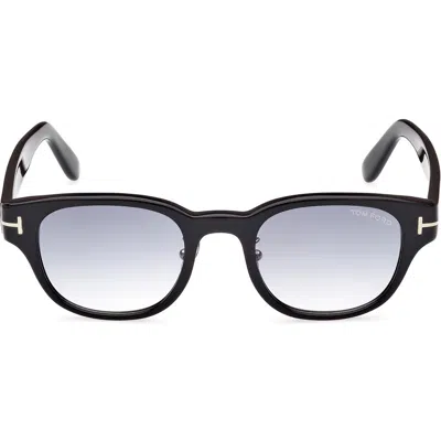 Tom Ford 48mm Square Sunglasses In Shiny Black/smoke Mirror