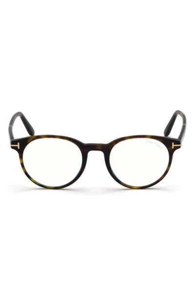 TOM FORD TOM FORD 49MM ROUND BLUE LIGHT BLOCKING GLASSES