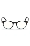 Tom Ford 49mm Round Blue Light Blocking Glasses In Shiny Black/blue Block