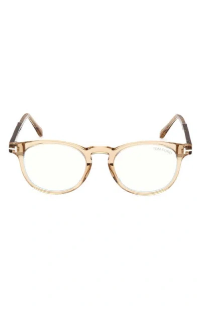 Tom Ford 49mm Round Blue Light Blocking Optical Glasses In Multi