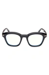 Tom Ford 49mm Square Blue Light Blocking Optical Glasses