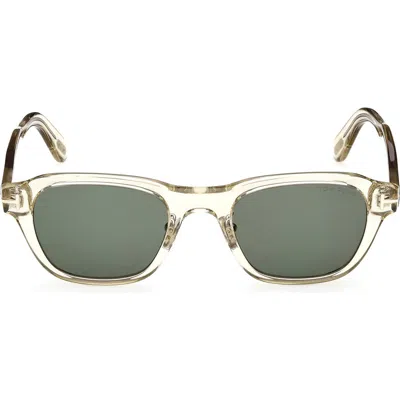 Tom Ford 49mm Square Sunglasses In Shiny Light Green/green
