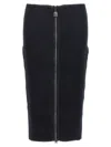 Tom Ford Panelled Leather And Cotton-blend Jersey Midi Skirt In Black