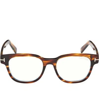 Tom Ford 50mm Square Blue Light Blocking Glasses In Brown