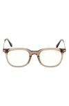 Tom Ford 50mm Square Blue Light Blocking Glasses In Brown