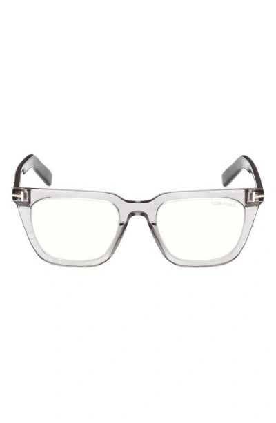 Tom Ford 50mm Square Blue Light Blocking Glasses In Grey Black Eco/t Logo