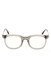 Tom Ford Men's Acetate Square Blue Light Blocking Glasses In Olive/t Logo/blue Block