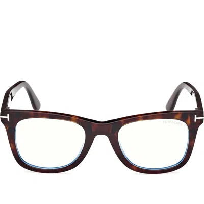 Tom Ford 50mm Square Blue Light Blocking Optical Glasses In Gold