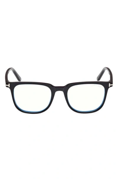 Tom Ford 50mm Square Blue Light Blocking Optical Glasses & Clip-on Sunglasses