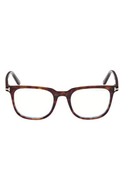 Tom Ford 50mm Square Blue Light Blocking Optical Glasses & Clip-on Sunglasses