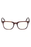 Tom Ford 50mm Square Blue Light Blocking Optical Glasses In Havana Eco/t Logo