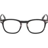 Tom Ford 50mm Square Optical Glasses In Black And Brown Striped