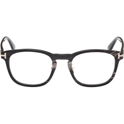 Tom Ford 50mm Square Optical Glasses In Black And Brown Striped