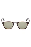 Tom Ford 50mm Square Sunglasses In Dark Havana/green
