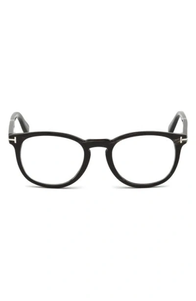 Tom Ford 51mm Round Optical Glasses In Striped Brown/ruthenium