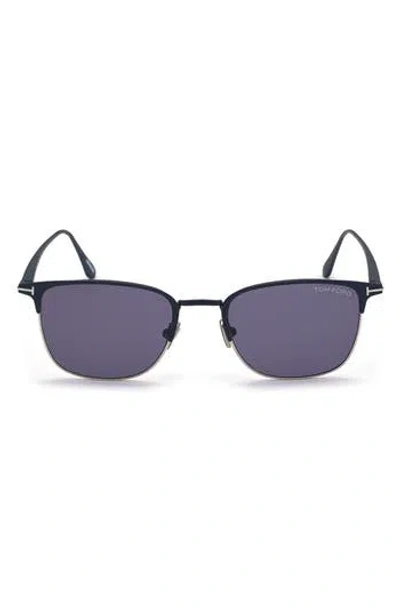Tom Ford 52mm Browline Sunglasses In Blue