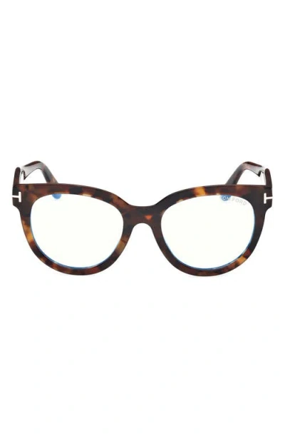 Tom Ford 52mm Butterfly Blue Light Blocking Glasses In Havana