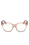 Tom Ford Blue Light Block Cat Eye Ladies Eyeglasses Ft5949-b 001 56 In Rose Havana
