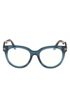 Tom Ford 52mm Butterfly Blue Light Blocking Glasses In Teal Blonde Havana