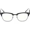 Tom Ford 52mm Geometric Blue Light Blocking Optical Glasses In Black Ruthenium/blue Block