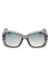 Tom Ford Sandra-02 52mm Square Sunglasses In Transparent