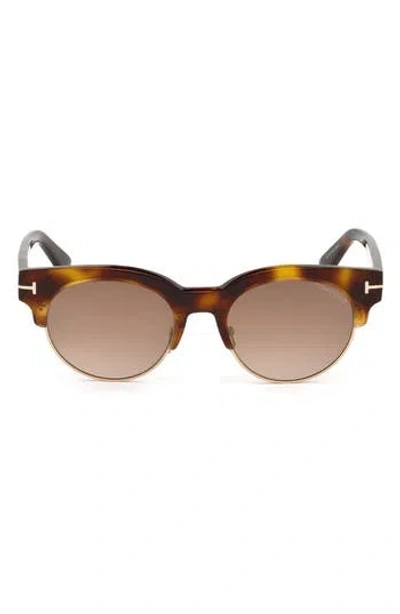 Tom Ford 52mm Half Frame Sunglasses In Brown