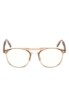 Tom Ford 52mm Pilot Blue Light Blocking Glasses In Gold