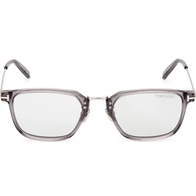 Tom Ford 52mm Rectangular Sunglasses In Shiny Dark Ruthenium/smoke