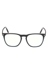 Tom Ford 52mm Round Blue Light Blocking Optical Glasses In Black Eco/t Logo