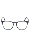 Tom Ford Square Frame Glasses In Navy Blue/t Logo