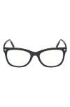 Tom Ford 52mm Square Blue Light Blocking Glasses In Black Eco/t Logo