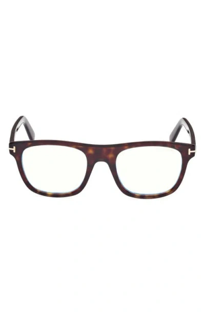 Tom Ford 52mm Square Blue Light Blocking Glasses In Brown