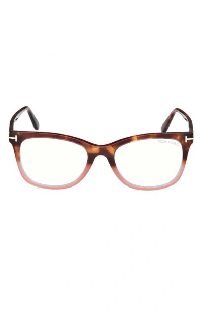 Tom Ford Blue Light Blocking Acetate Square Glasses In Brown